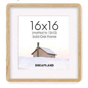 16 x 16 Poster Frame w Mat for 12x12 USA Source Natural Oak, Real Glass, Handcr
